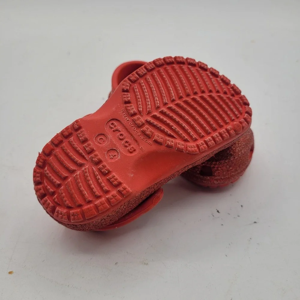 Crocs Kids' Sparkle Clog Slip-On Shoes‎ Ruby Red Toddler Size C4 Wizard Of Oz